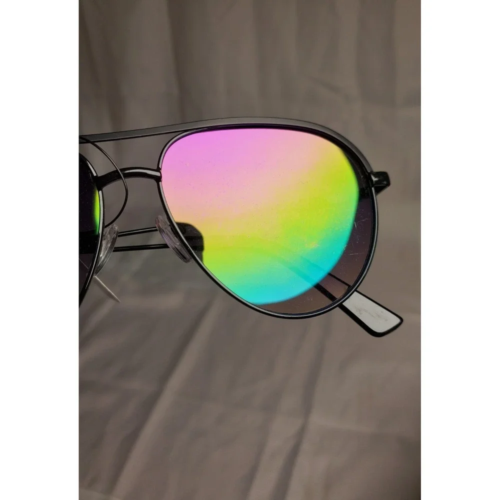 i-gogs Signature Series Aviator Sunglasses 66-615 Rainbow Mirror Black Metal NWT